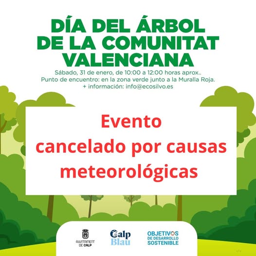 Calp aplaza la celebración del Día del Árbol de la Comunitat Valenciana por la previsión meteorológica