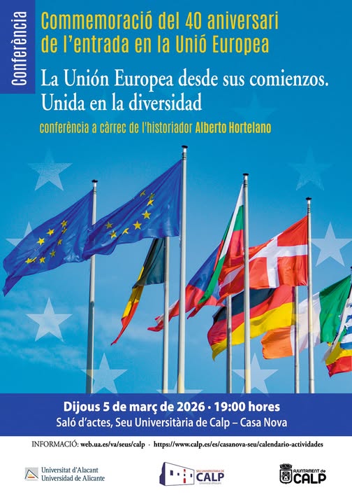 Calp conmemorará el 40 aniversario de la entrada de España en la Unión Europea con una conferencia en la Casa Nova