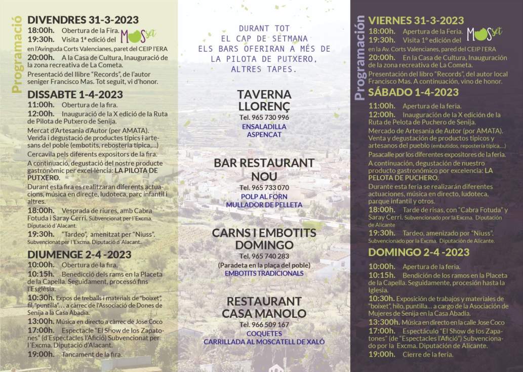 [La X Ruta de la Pilota de Putxero y la Feria de Artesanía de Autor vuelven a Senija del 31 de marzo al 2 de abril