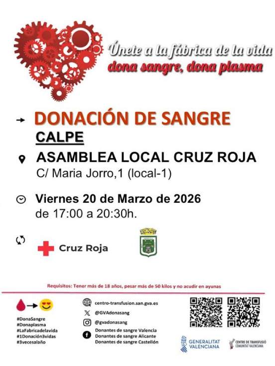 Calp acoge una nueva jornada de donación de sangre el 20 de marzo para reforzar las reservas hospitalarias