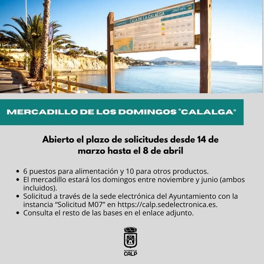 Calp abre el plazo para solicitar puestos en el mercadillo dominical de Calalga