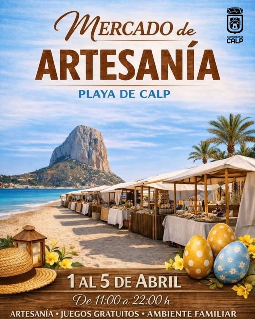 Calp impulsa el comercio local con el Mercado de Artesanía de Semana Santa en la playa del Arenal-Bol