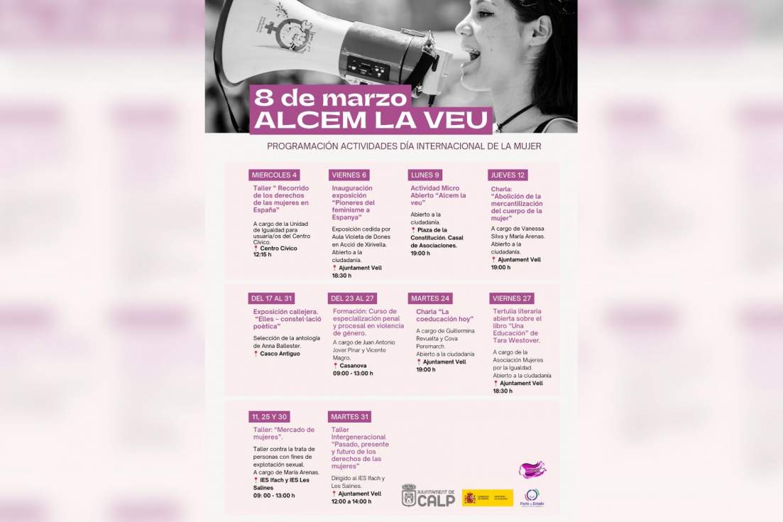 programación actividades día internacional mujer calp