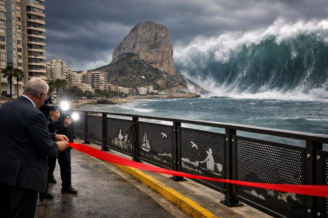 Vecino. Mientras Calp se cae a trozos, el poder inaugura una barandilla.