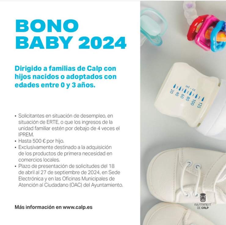 Calp lanza el 'Bono Baby 2024' para apoyar a las familias con niños de 0 a 3 años