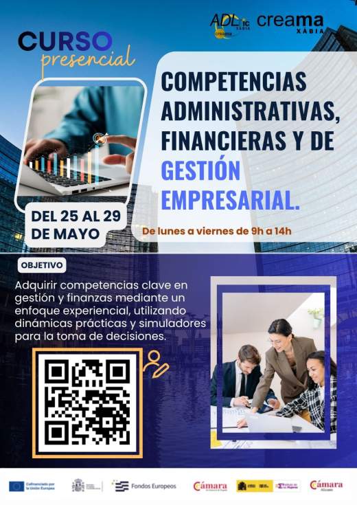 Xàbia ofrecerá un curso gratuito sobre gestión empresarial y competencias financieras dirigido a trabajadores y personas desempleadas