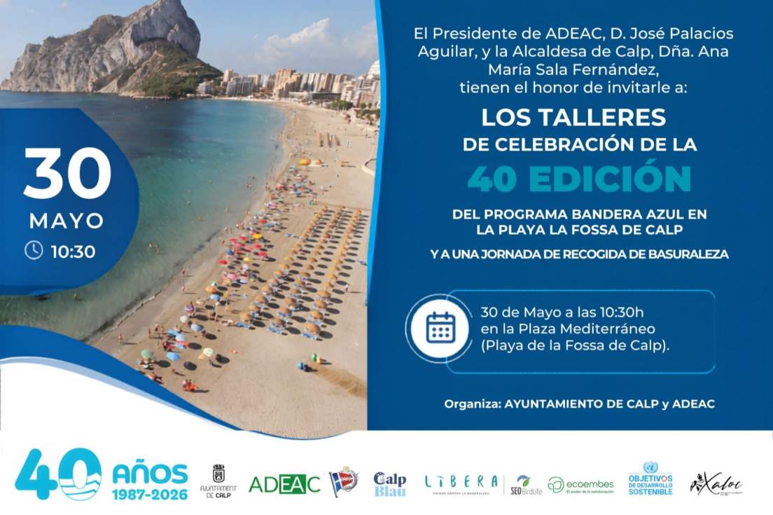 Cartel Bandera Azul Playa La Fossa Calp