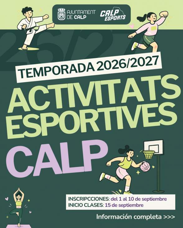 Calp abre el plazo de inscripción para las actividades deportivas municipales de la temporada 2026/2027