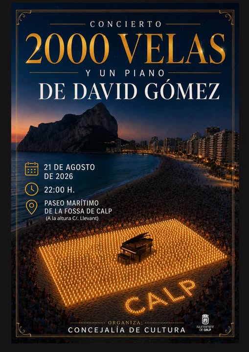 Calp se iluminará mañana viernes con 2000 velas y un piano frente al mar en la Fossa