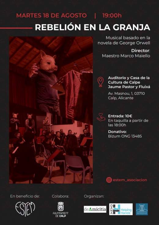 Calp lleva este martes al Auditori ‘Rebelión en la Granja’, un musical solidario basado en la obra de George Orwell