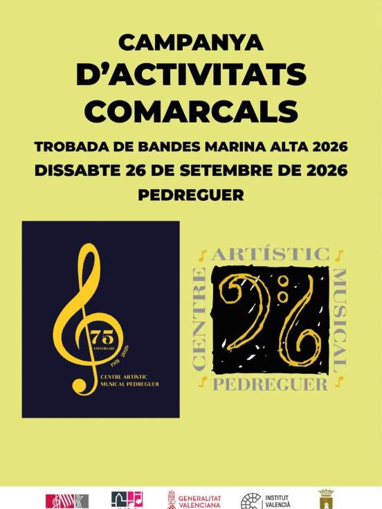 La Marina Alta celebra hoy su pasión por las bandas con un gran encuentro musical en Pedreguer