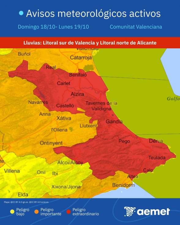 Última hora: Calp estará este domingo en alerta roja por lluvias