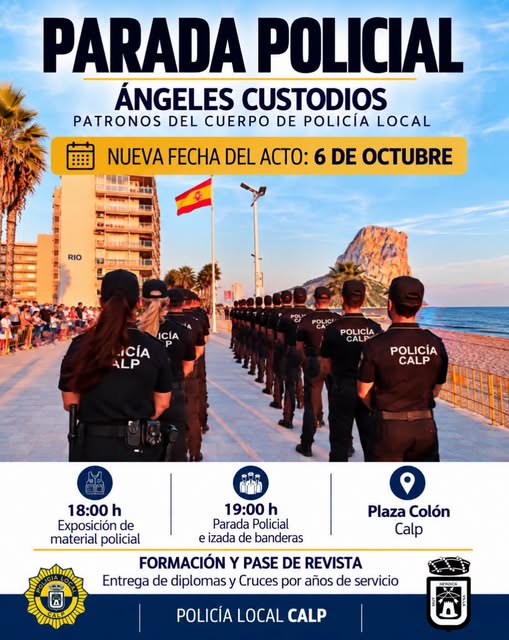 La Policía Local de Calp celebrará este 6 de octubre su Parada Policial en honor a los Ángeles Custodios