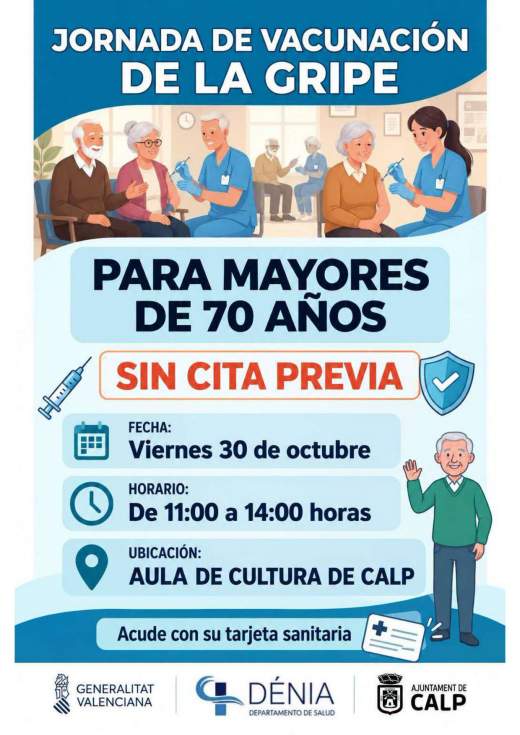 Calp organiza una jornada de vacunación contra la gripe para mayores de 70 años sin cita previa